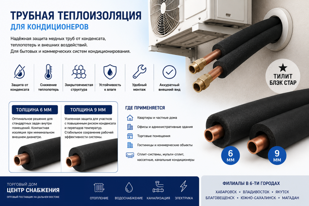 Трубная теплоизоляция для кондиционеров ТИЛИТ купить Трубная теплоизоляция для кондиционеров ТИЛИТ купить